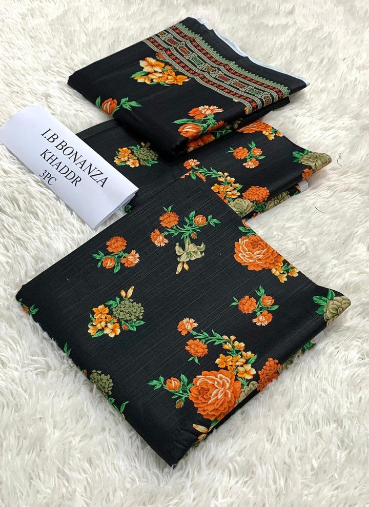 Safina Printed Khaddar 3 Piece (Unstitched) – Shirt, Dupatta & Trouser