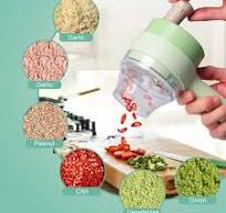 4 in 1 Portable Electric Vegetable Cutter Set,Wireless Food Processor for Garlic Pepper Chili Onion Celery Ginger Meat