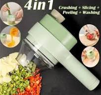4 in 1 Portable Electric Vegetable Cutter Set,Wireless Food Processor for Garlic Pepper Chili Onion Celery Ginger Meat